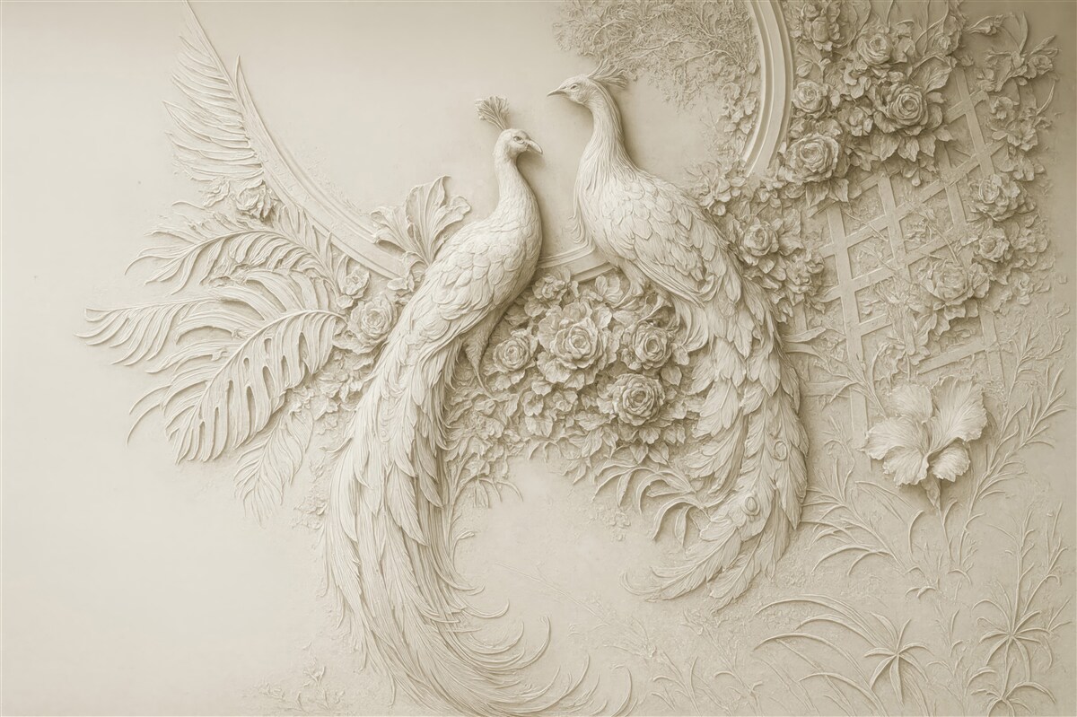 Fototapeta Roślina, pióro i szarość.