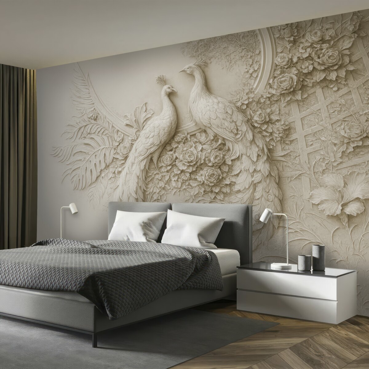 Fototapeta Roślina, pióro i szarość.