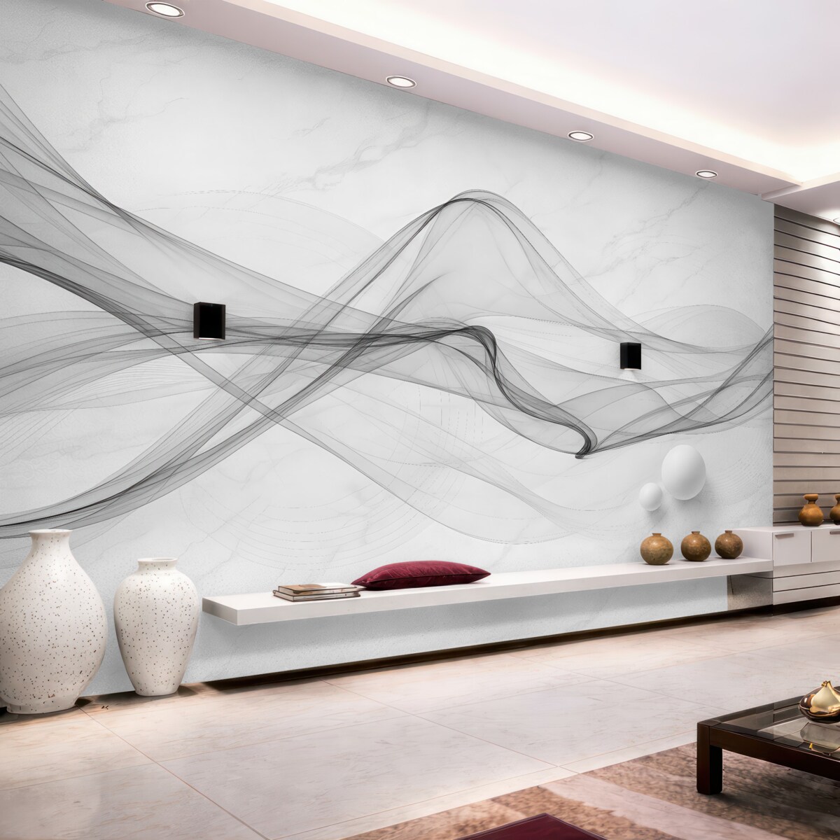 Fototapeta Zamglenie w nitkach na marmurze.