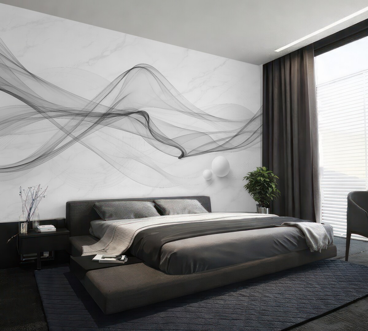 Fototapeta Zamglenie w nitkach na marmurze.