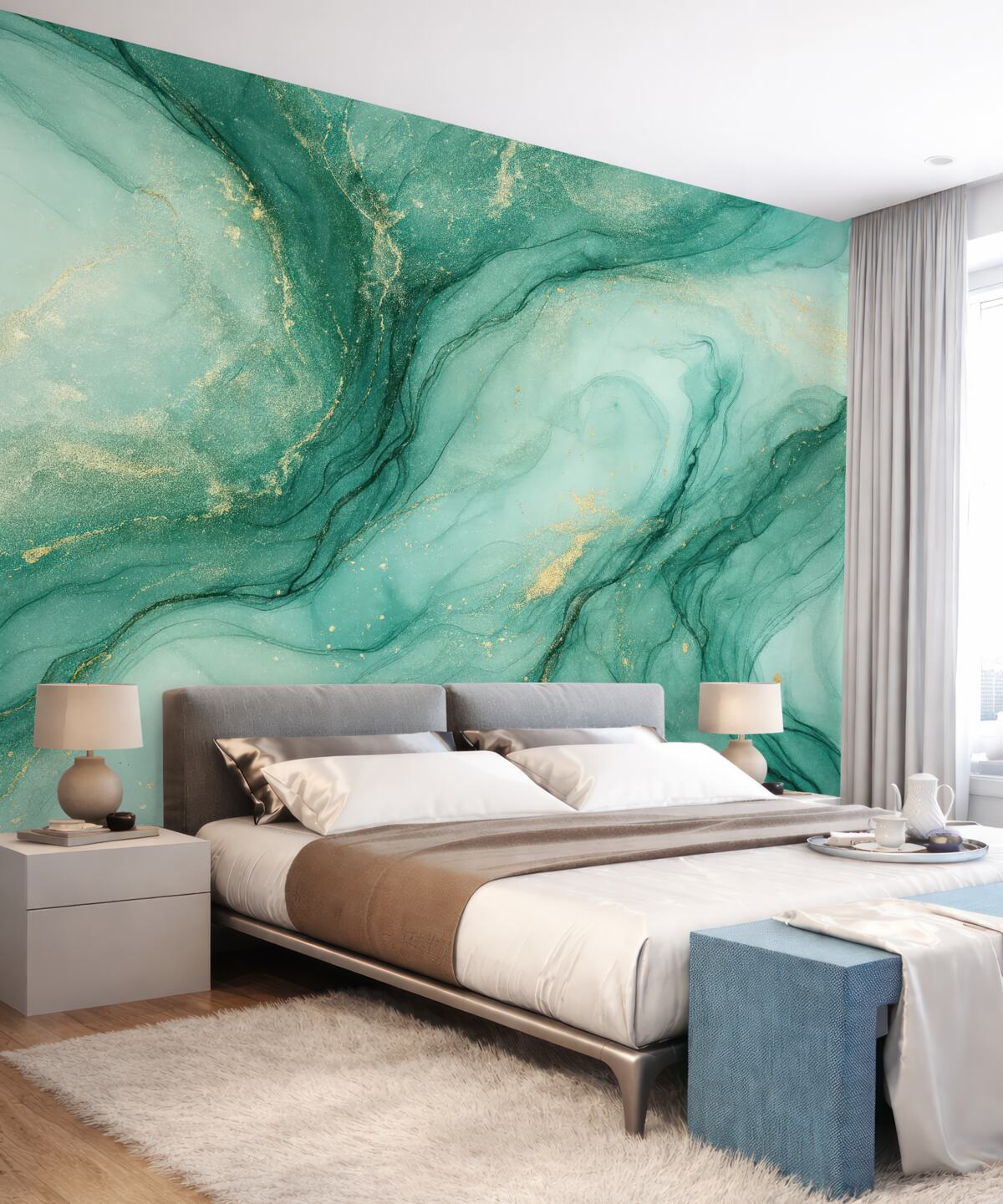 Fototapeta Turkusowy marmur z subtelną mgiełką.