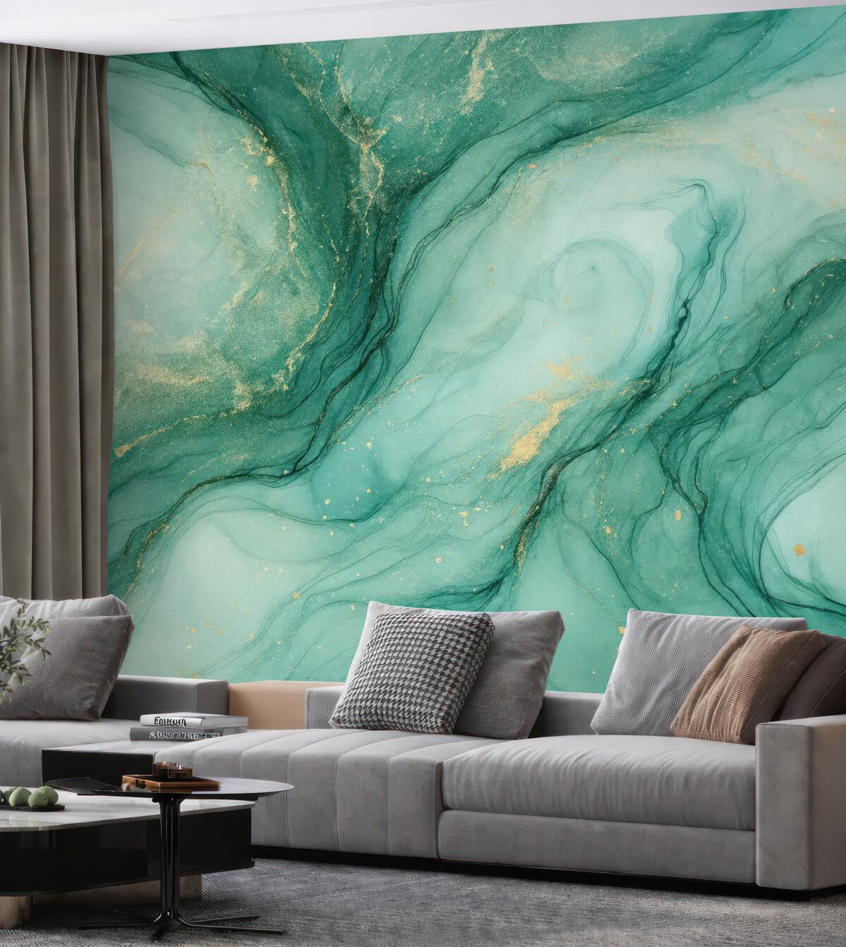 Fototapeta Turkusowy marmur z subtelną mgiełką.