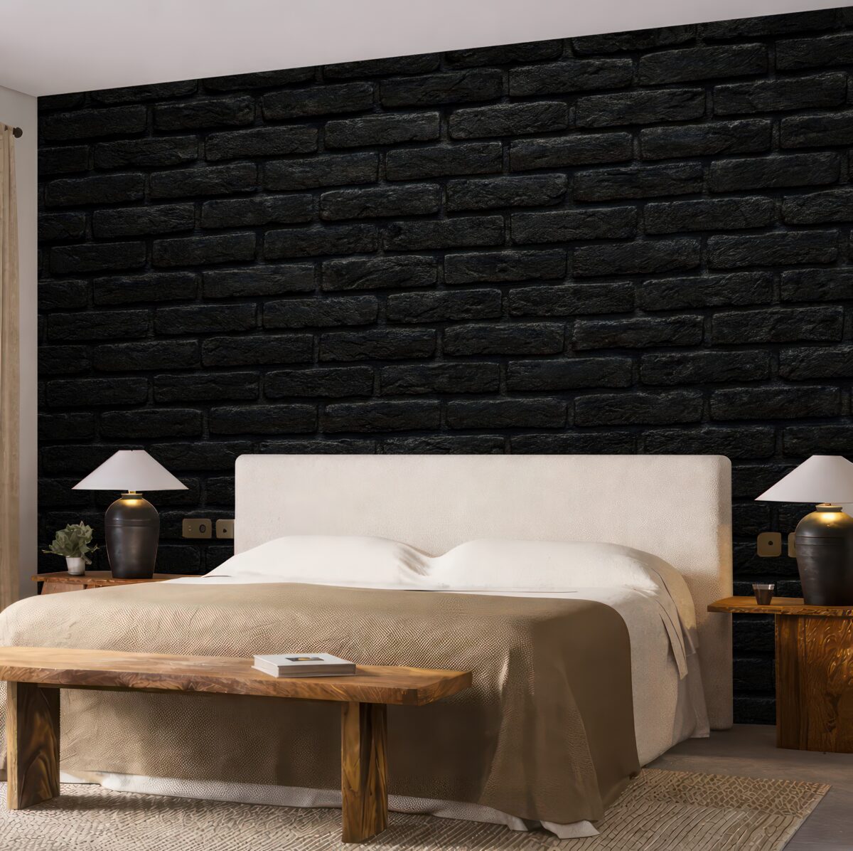 Fototapeta Tapeta w czarnej cegle.