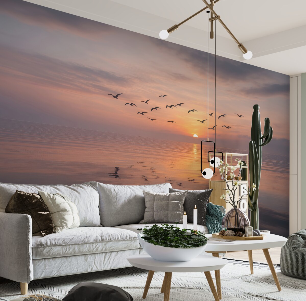 Fototapeta Mewy przy zachodzie słońca.