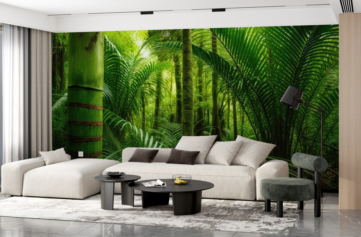 Fototapeta Puszysta zieleń w gęstym lesie.