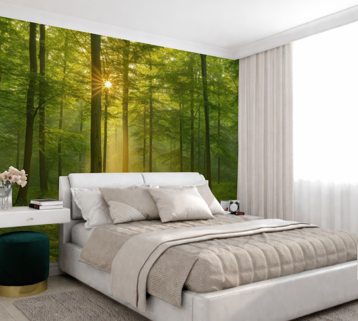 Fototapeta Spokój w słonecznym lesie.