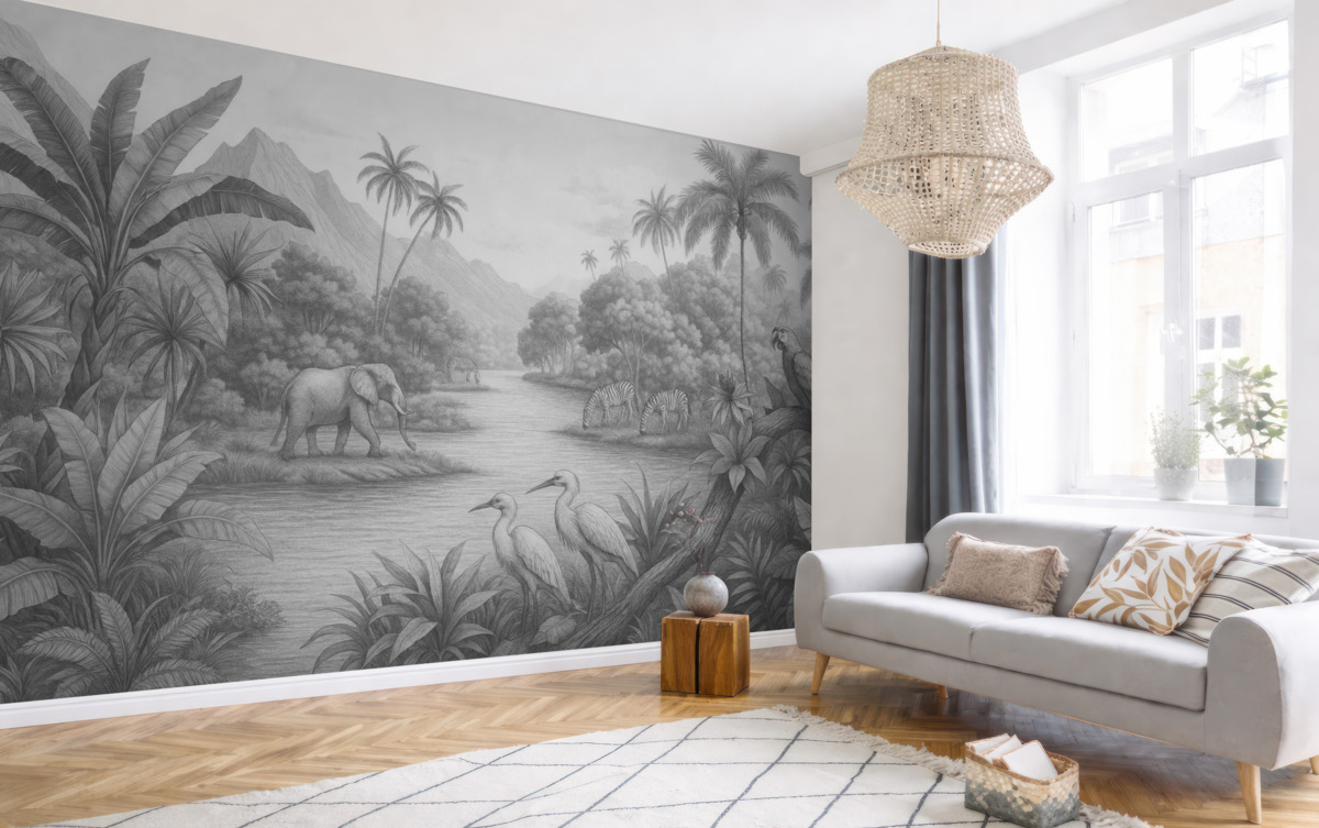 Fototapeta Tropiki w odcieniach czerni i bieli.