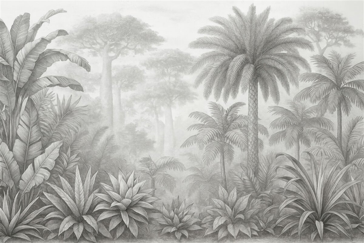 Fototapeta Państwa tropikalne. Rysunek wykonany tuszem.