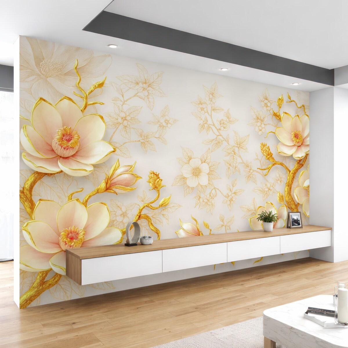 Fototapeta Stylowe kwiaty na subtelnym tle.