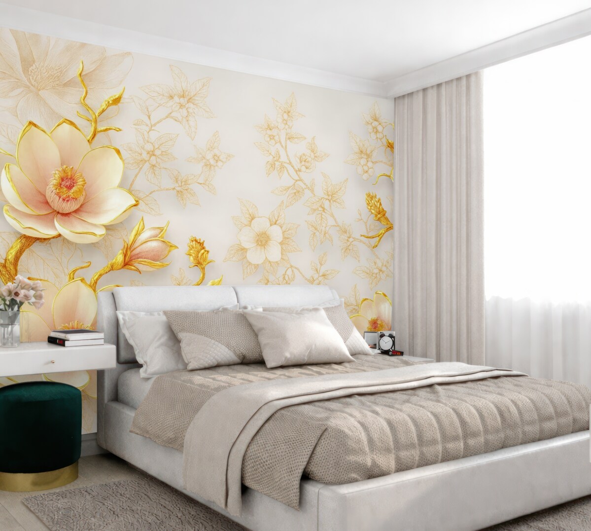 Fototapeta Stylowe kwiaty na subtelnym tle.