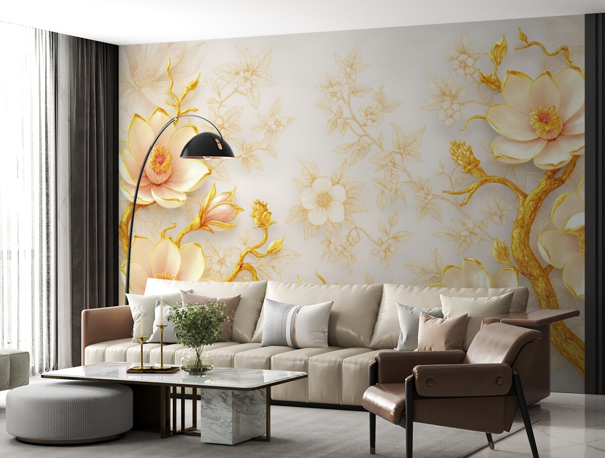 Fototapeta Stylowe kwiaty na subtelnym tle.