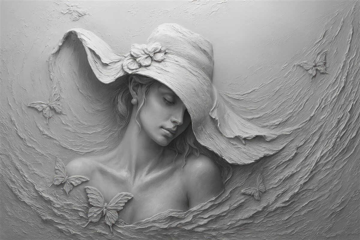 Fototapeta Kobieta w trójwymiarowym kapeluszu.