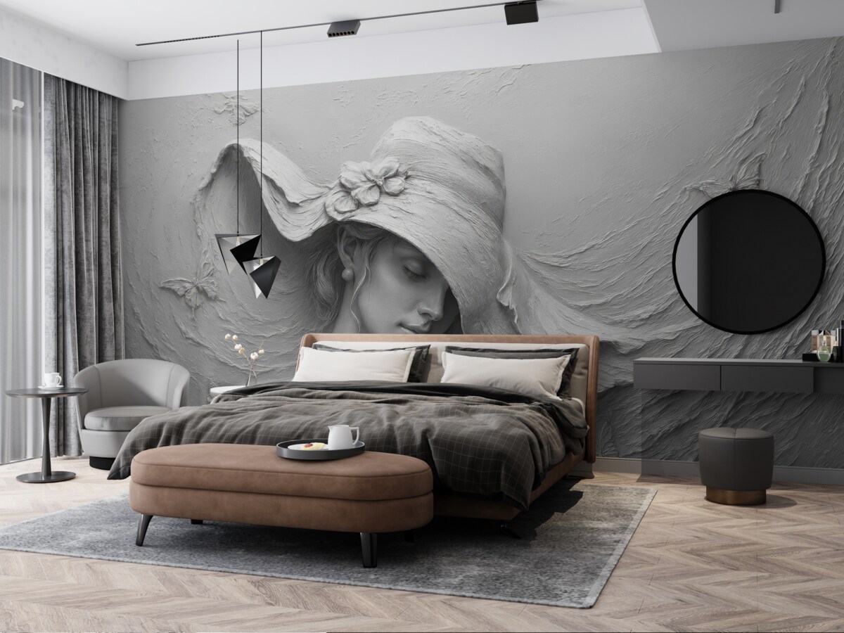 Fototapeta Kobieta w trójwymiarowym kapeluszu.