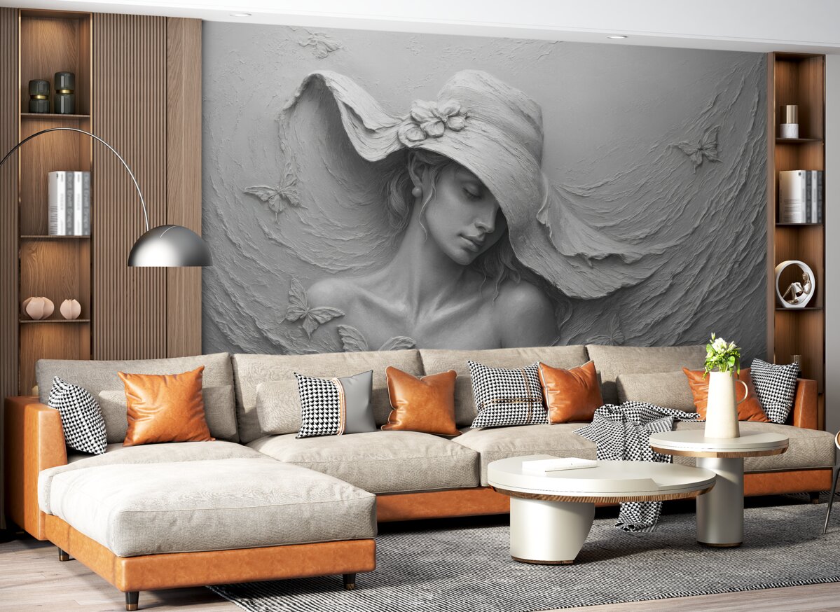 Fototapeta Kobieta w trójwymiarowym kapeluszu.