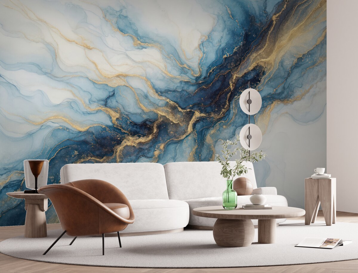 Fototapeta Biało-niebieski kamień, ciecz.