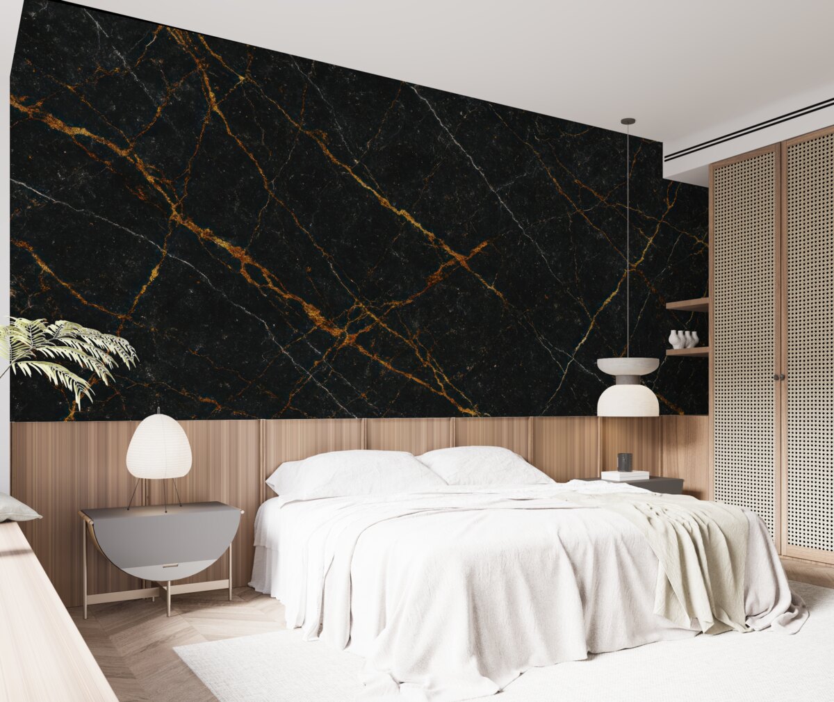 Fototapeta Czarny marmur z prążkami.