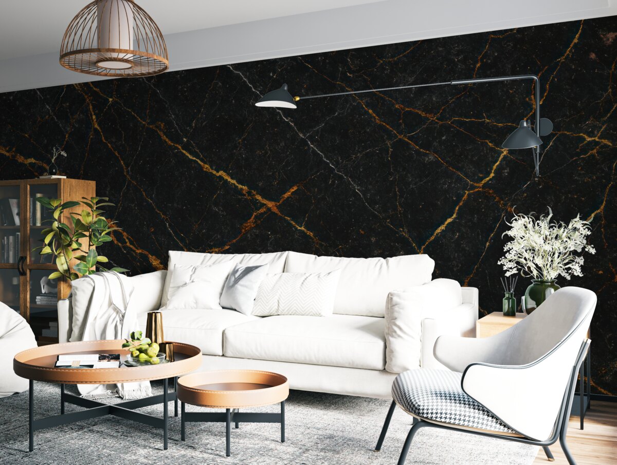 Fototapeta Czarny marmur z prążkami.