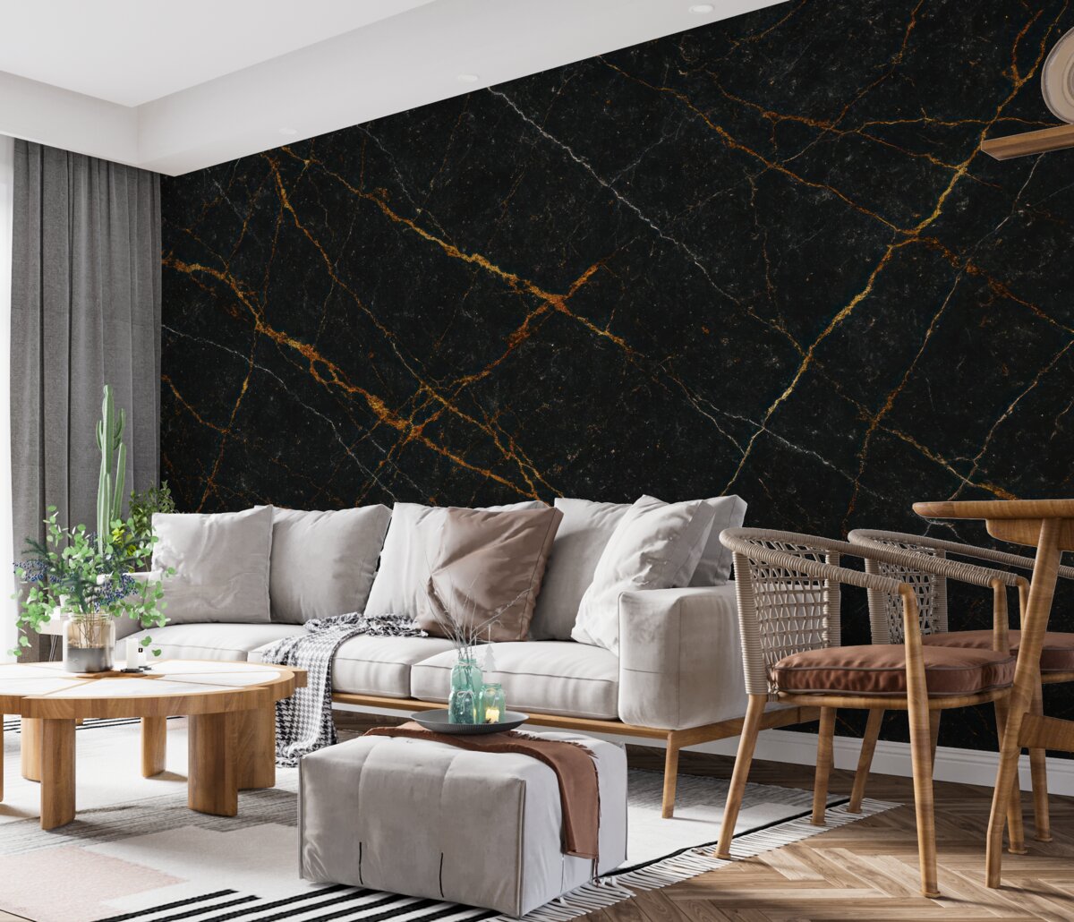 Fototapeta Czarny marmur z prążkami.