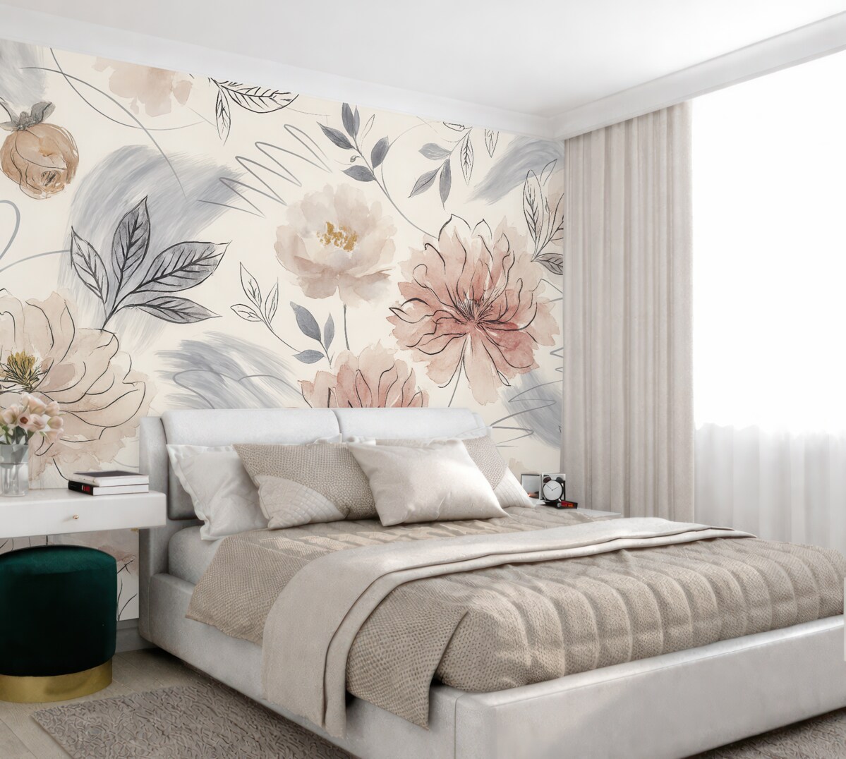 Fototapeta Kwiaty w akwareli.