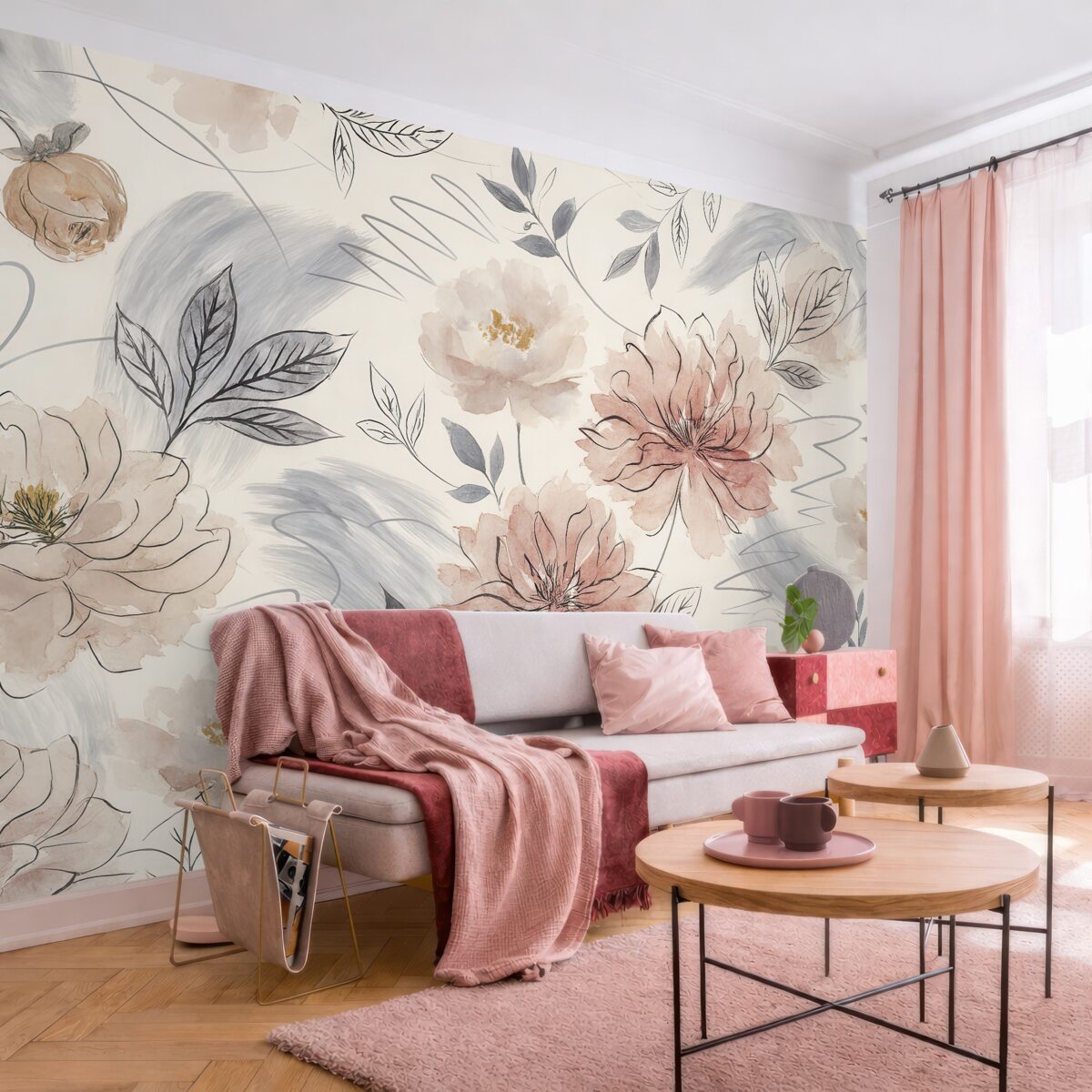 Fototapeta Kwiaty w akwareli.