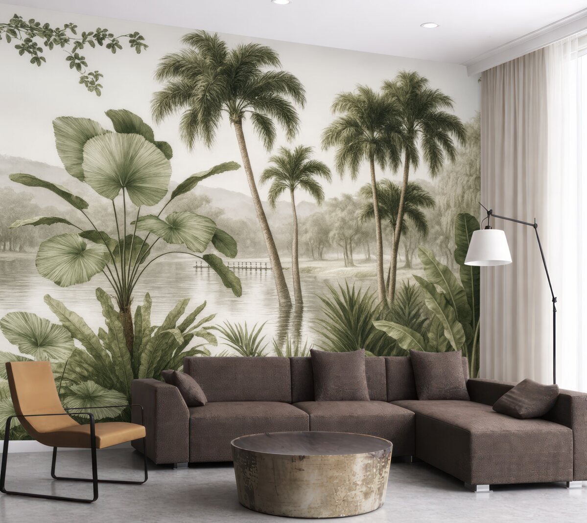 Fototapeta Tropikalne drzewa w zamglonym lesie.