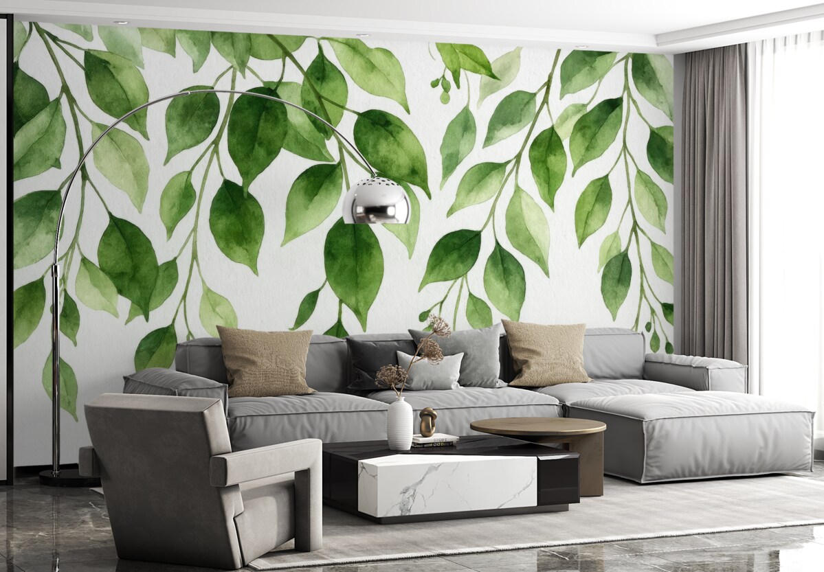 Fototapeta Farby wodne liści i gałęzi.