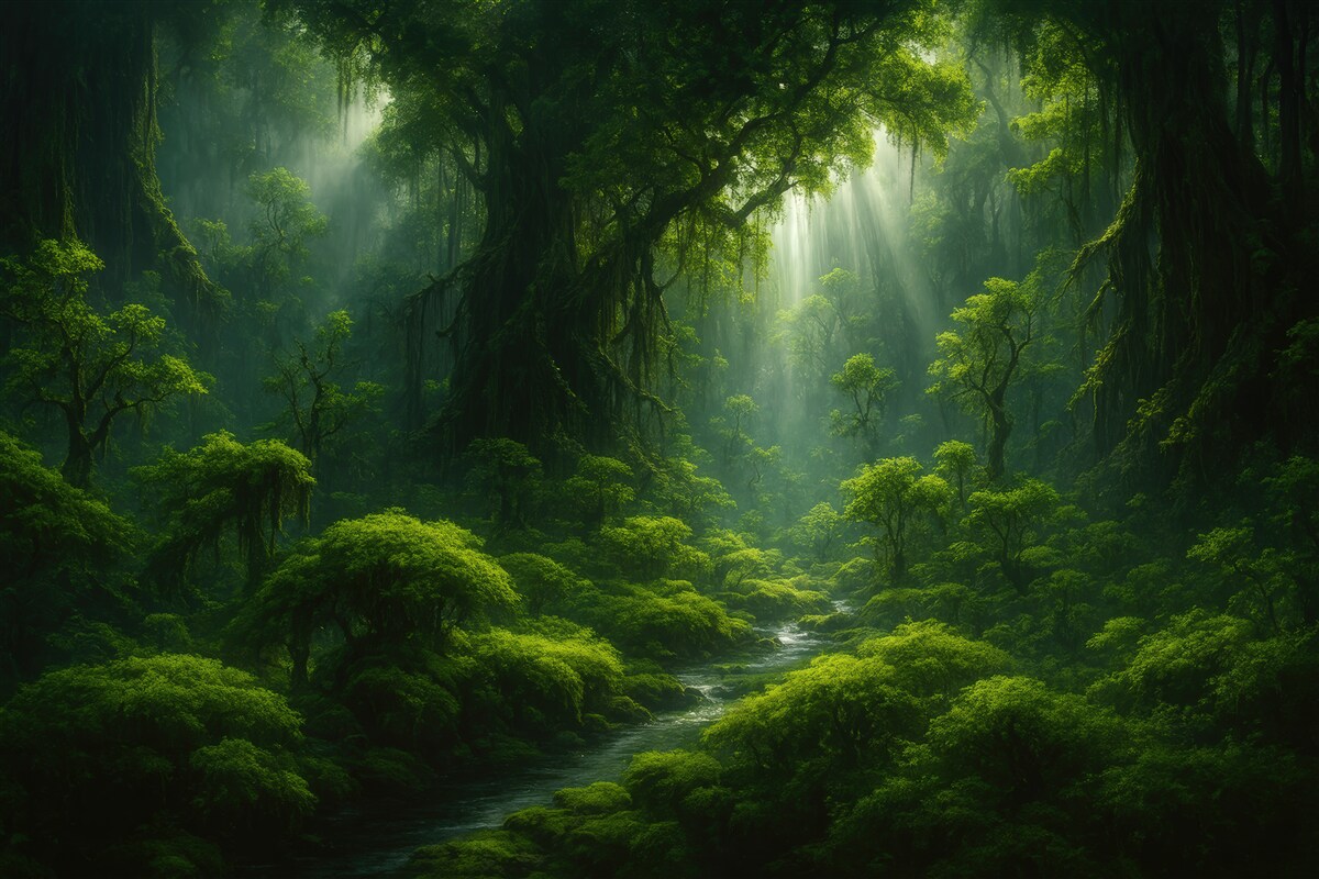 Fototapeta Naturalny pejzaż leśny.