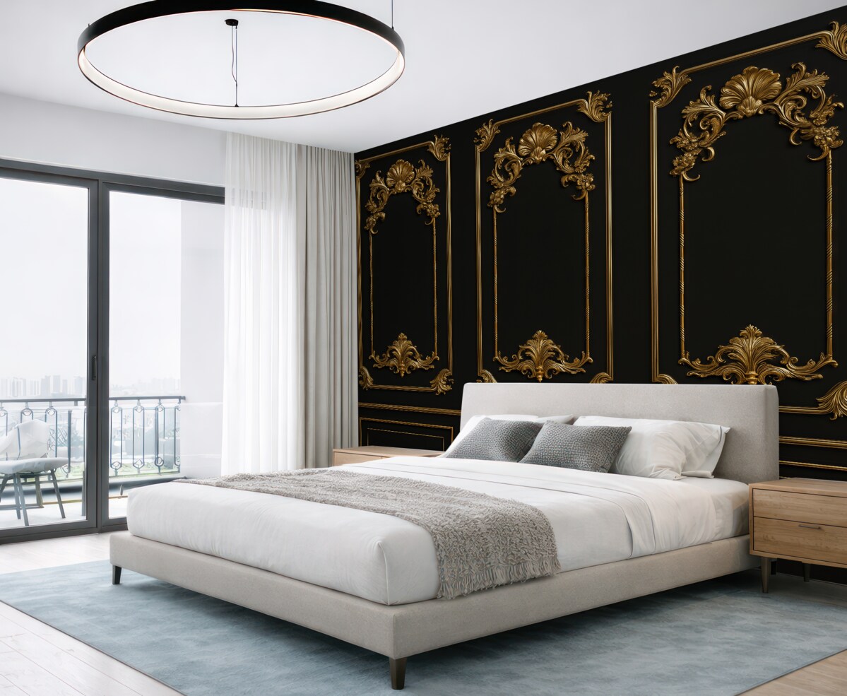 Fototapeta Klasyczna francuska ścianka Buzeri w odcieniu czarnym.