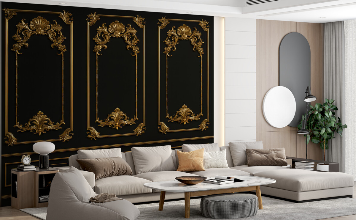 Fototapeta Klasyczna francuska ścianka Buzeri w odcieniu czarnym.