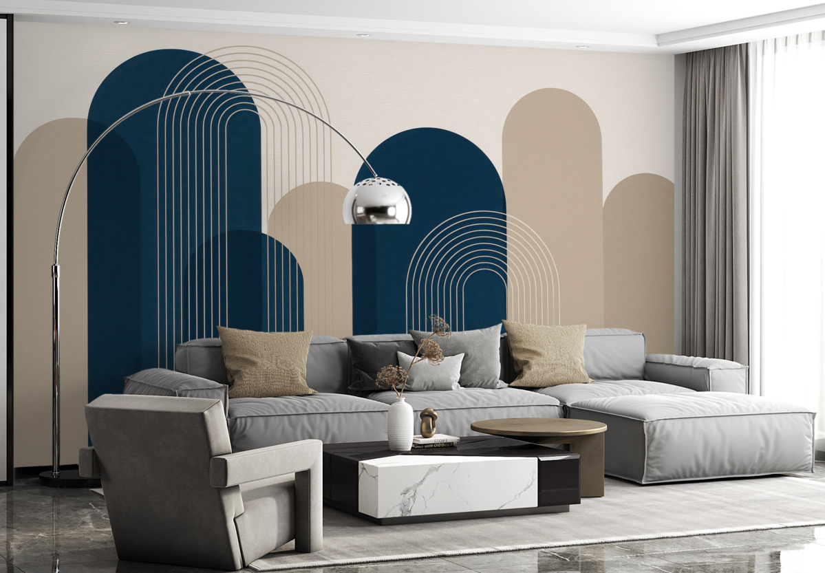 Fototapeta Abstrakcyjne łuki błękitne i piaskowe.