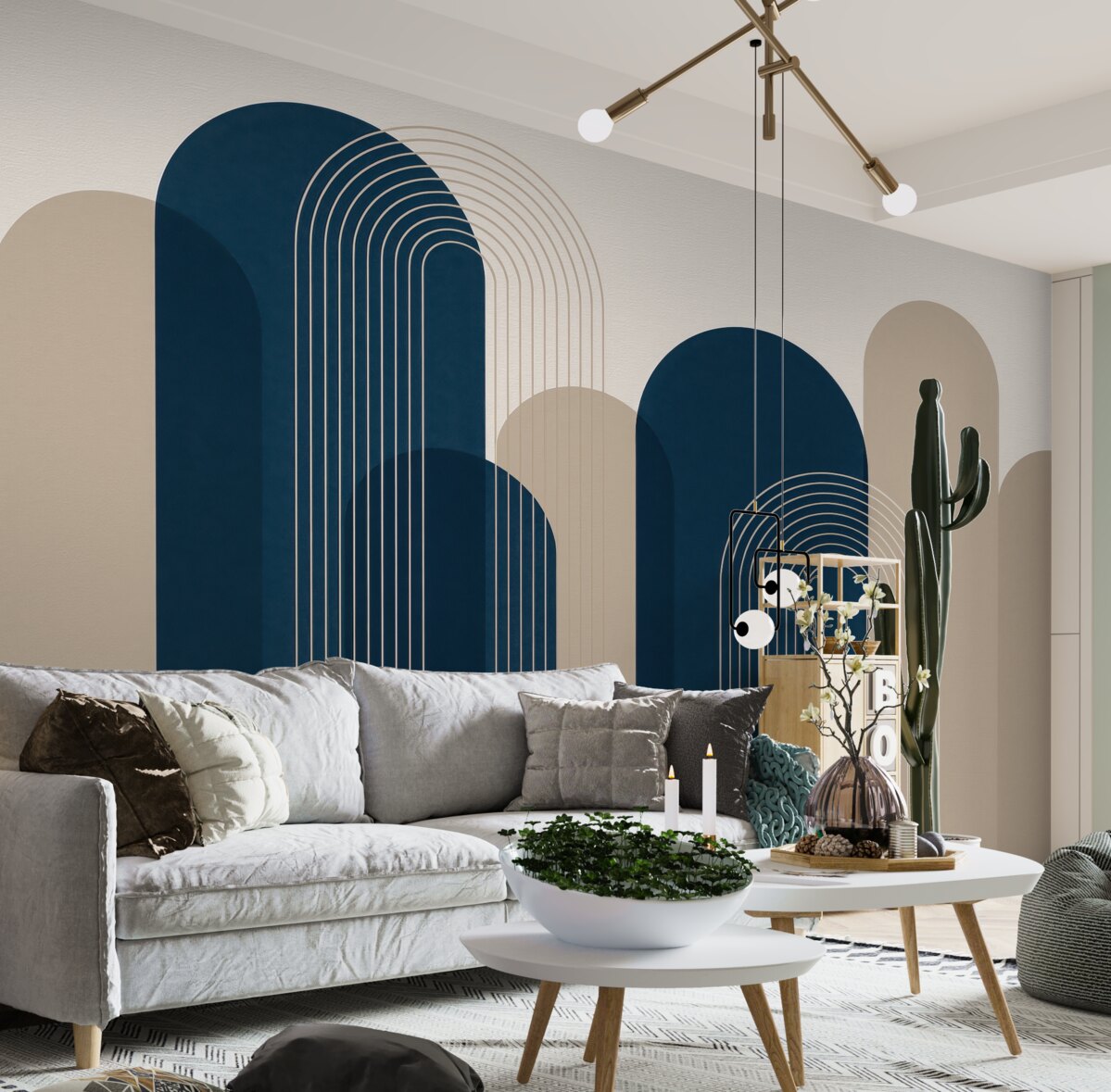 Fototapeta Abstrakcyjne łuki błękitne i piaskowe.