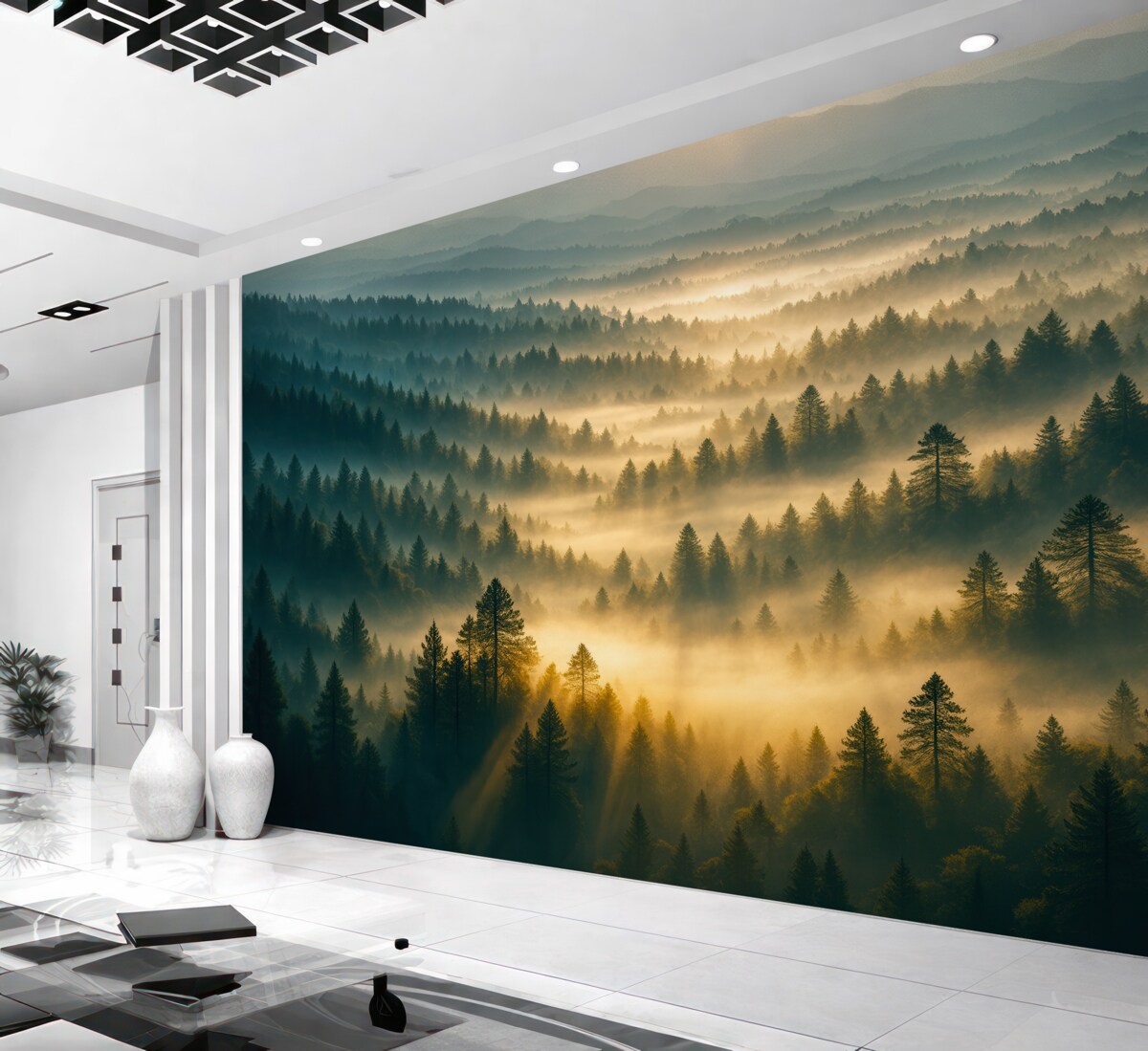 Fototapeta Zasłony mgły w lesie