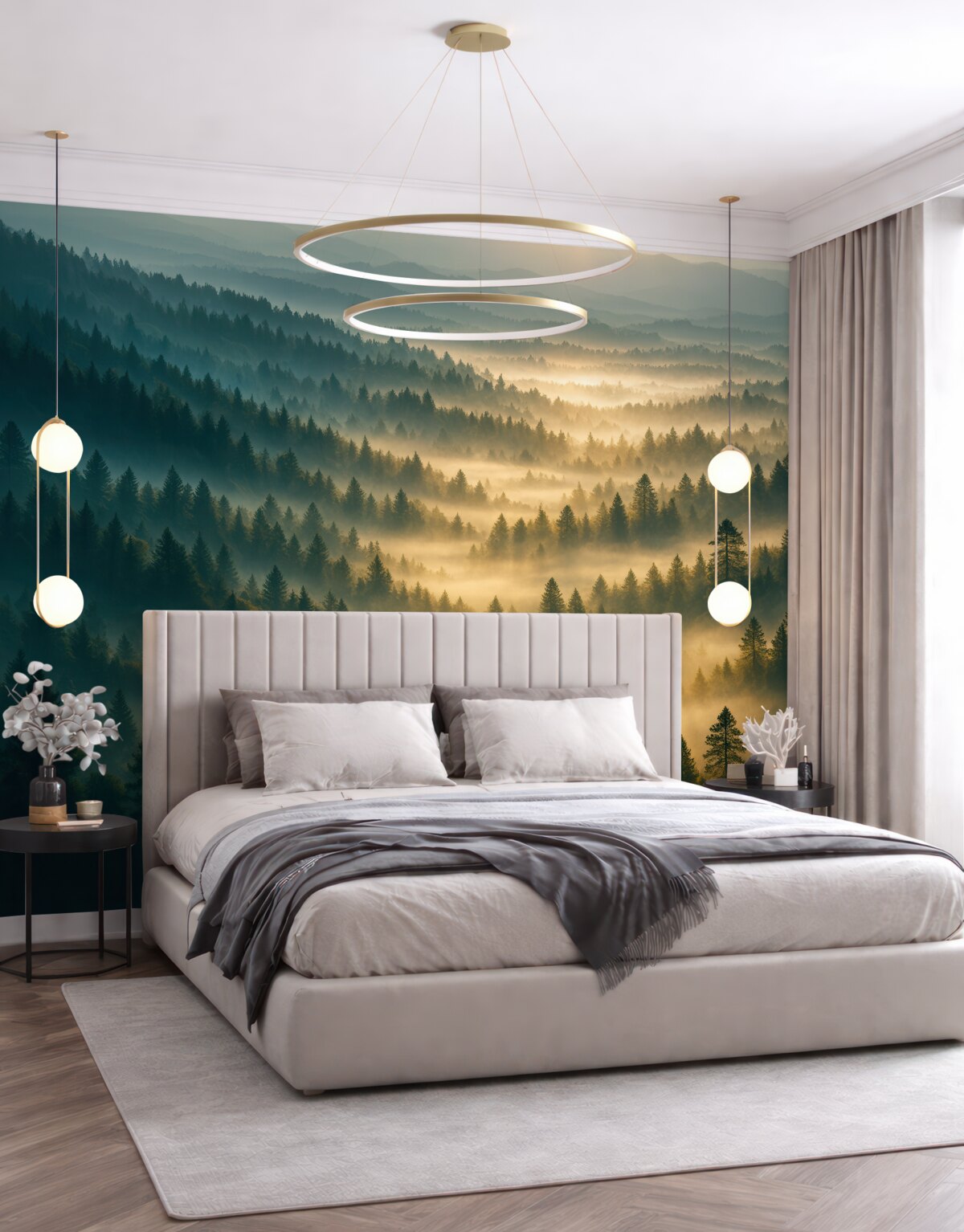 Fototapeta Zasłony mgły w lesie