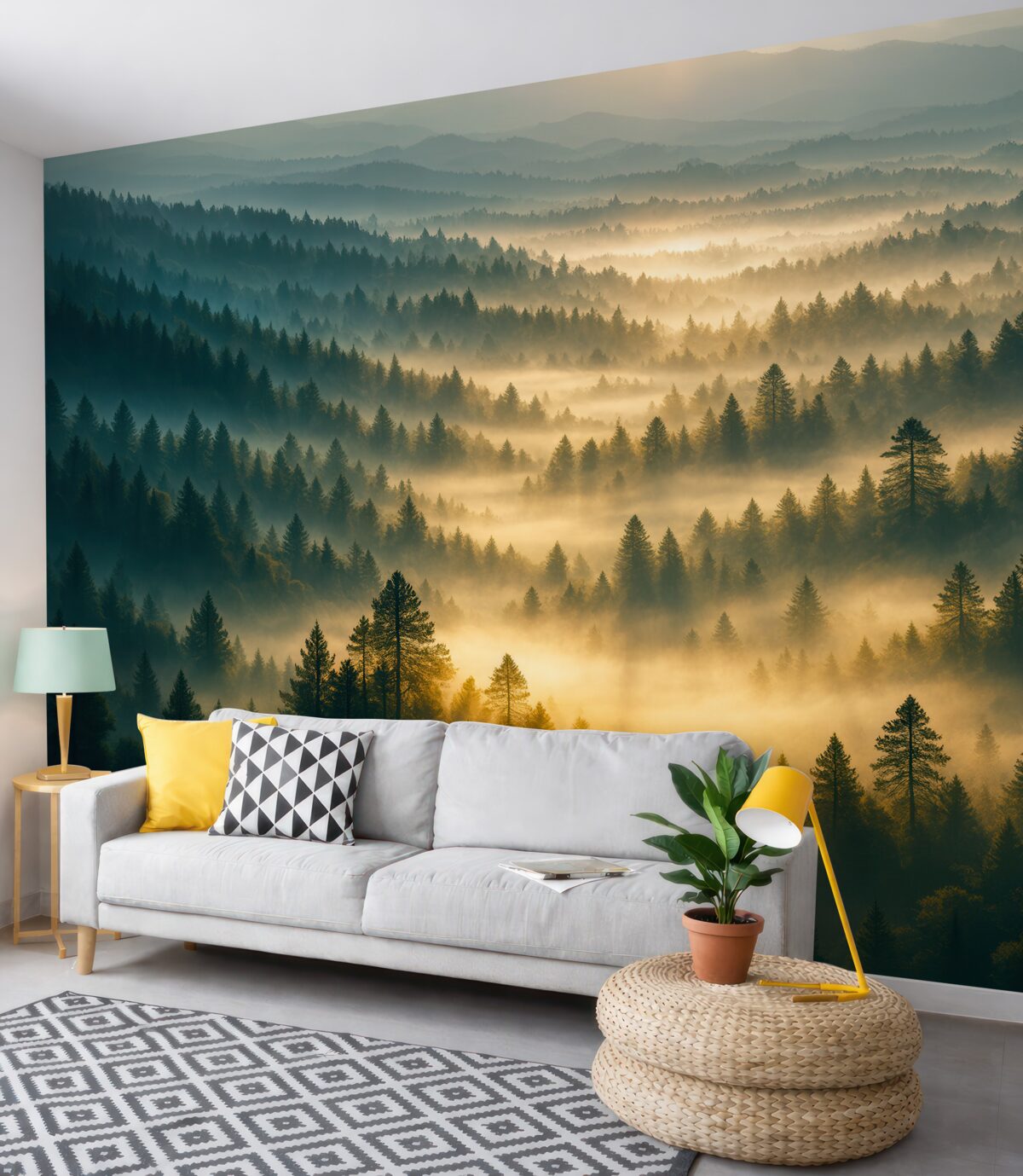 Fototapeta Zasłony mgły w lesie