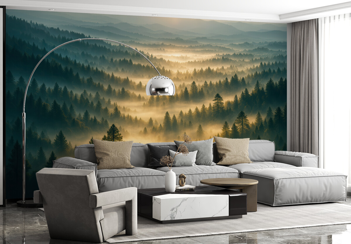 Fototapeta Zasłony mgły w lesie