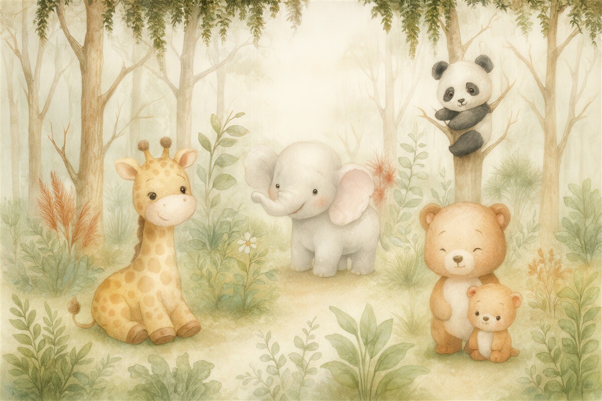 Fototapeta Urocze stworzenia badają cichy las.