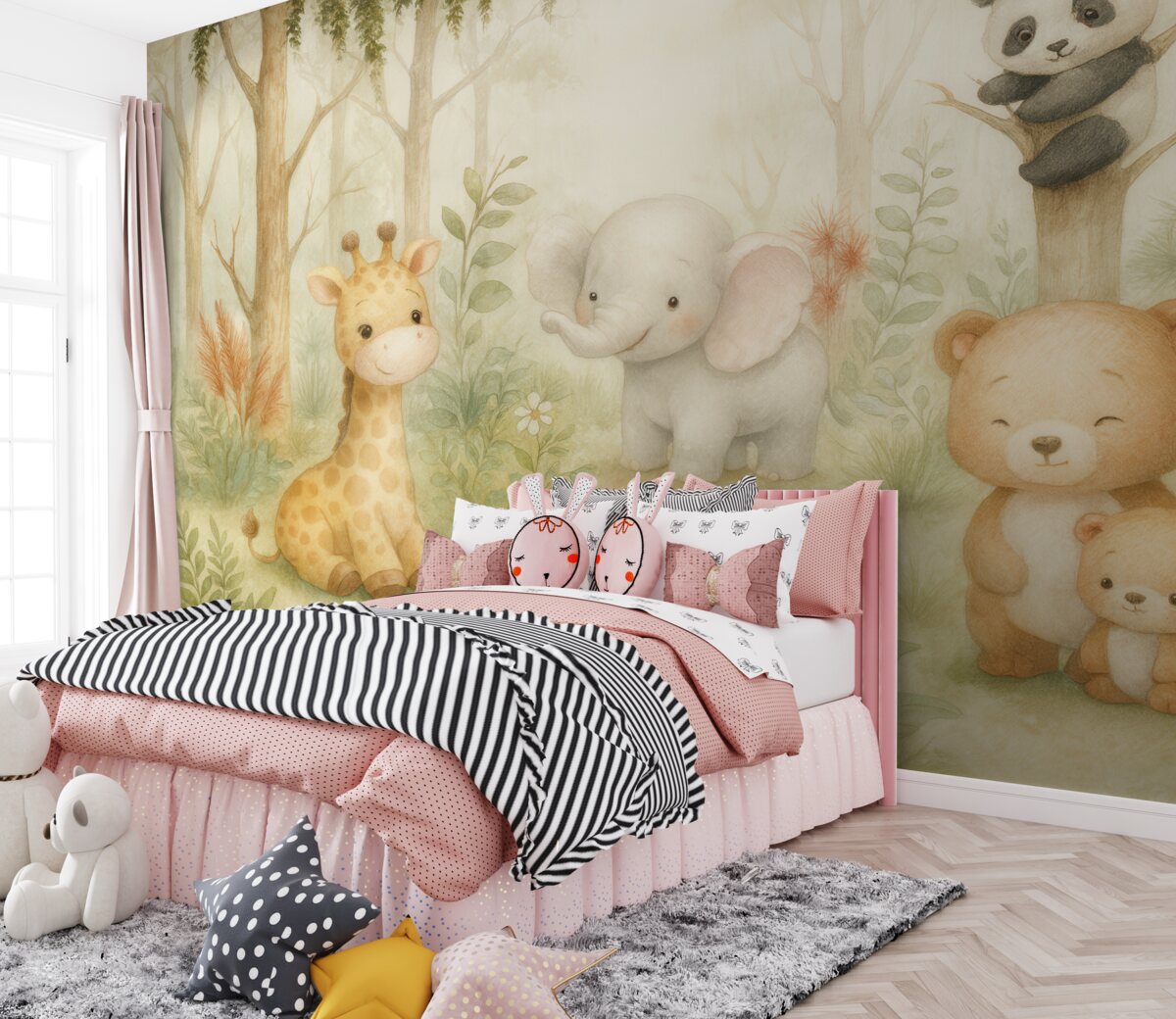 Fototapeta Urocze stworzenia badają cichy las.