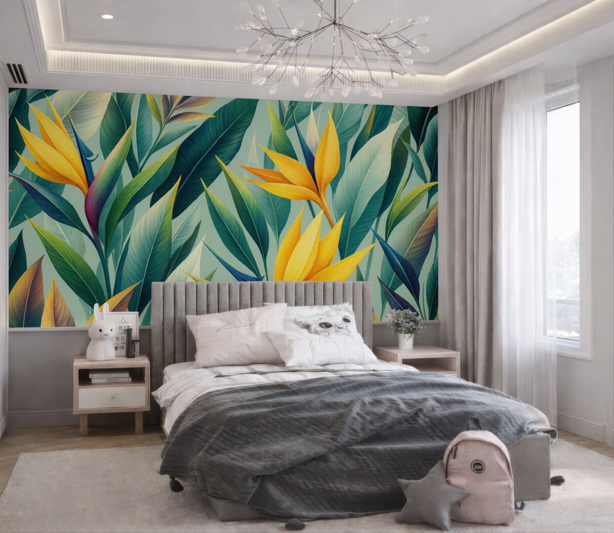 Fototapeta Tendencja roślin tropikalnych oraz jasne liście.