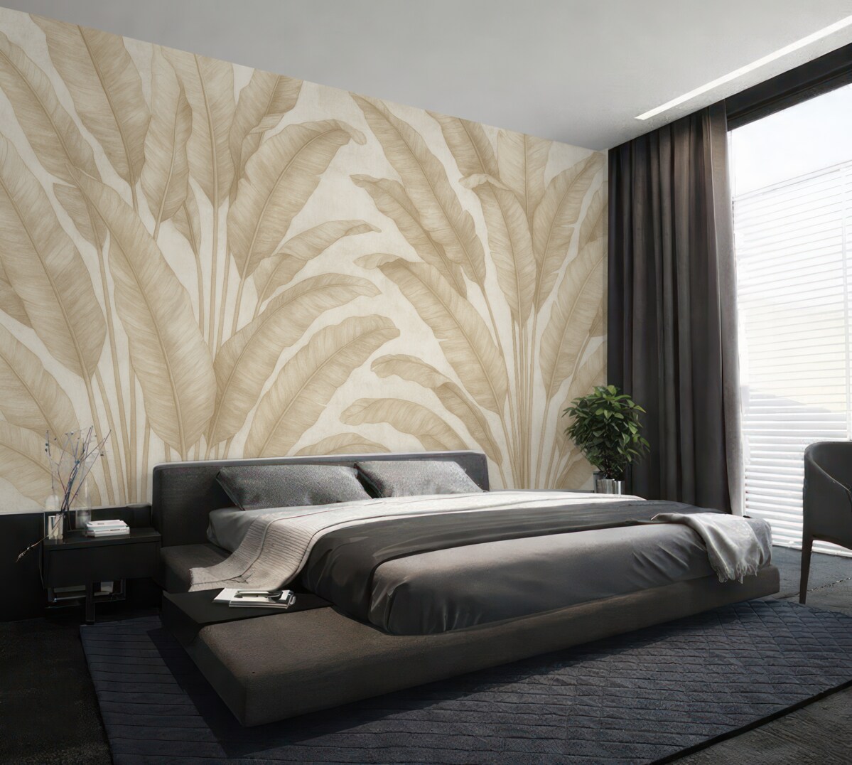 Fototapeta Modny wzór bananowych liści