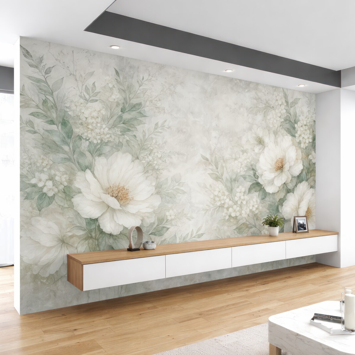 Fototapeta Roślina na betonowej powierzchni o stylu grunge.