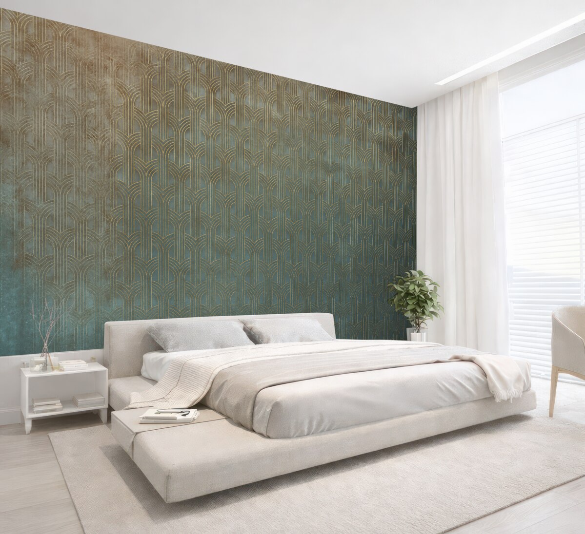 Fototapeta Zakrzywiony motyw na ścianie w stylu grunge.