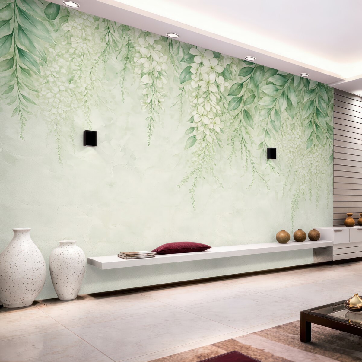 Fototapeta Roślinne kwiaty na marmurze.