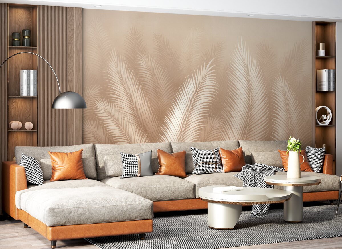 Fototapeta Białe palmy na brązowym tle Granzh.