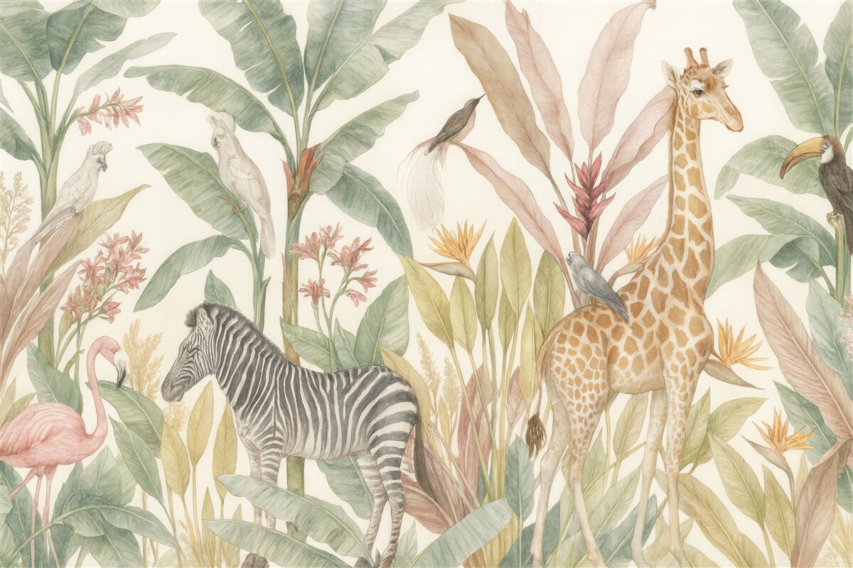 Fototapeta Jasne lasy tropikalne i zwierzęta.