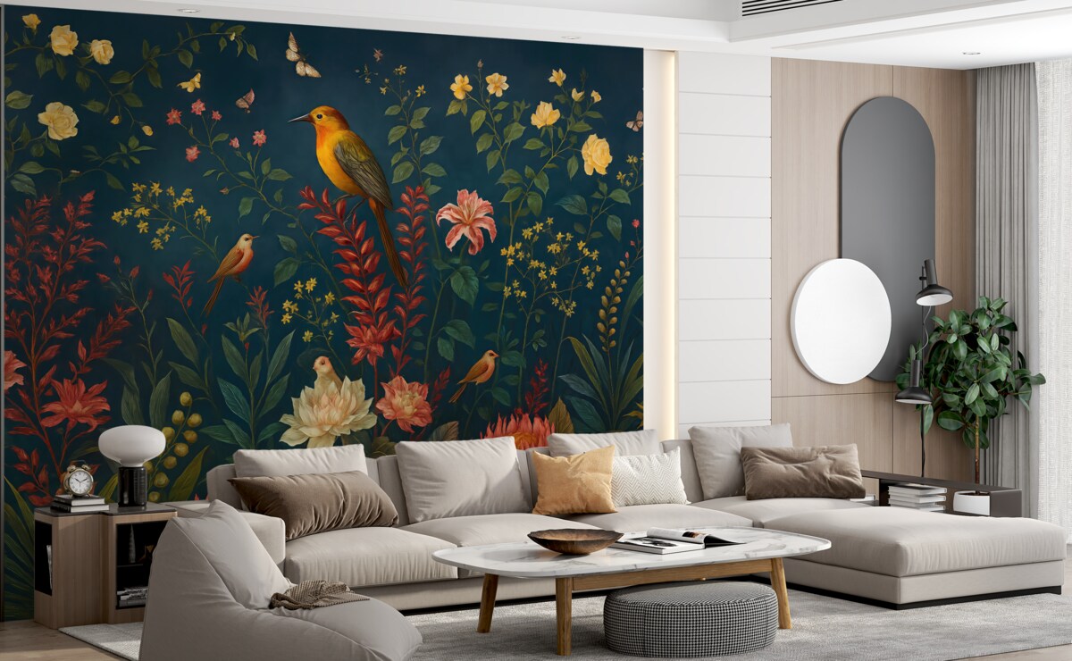 Fototapeta Jasne konary i ptaki w stylu chinoiserie.