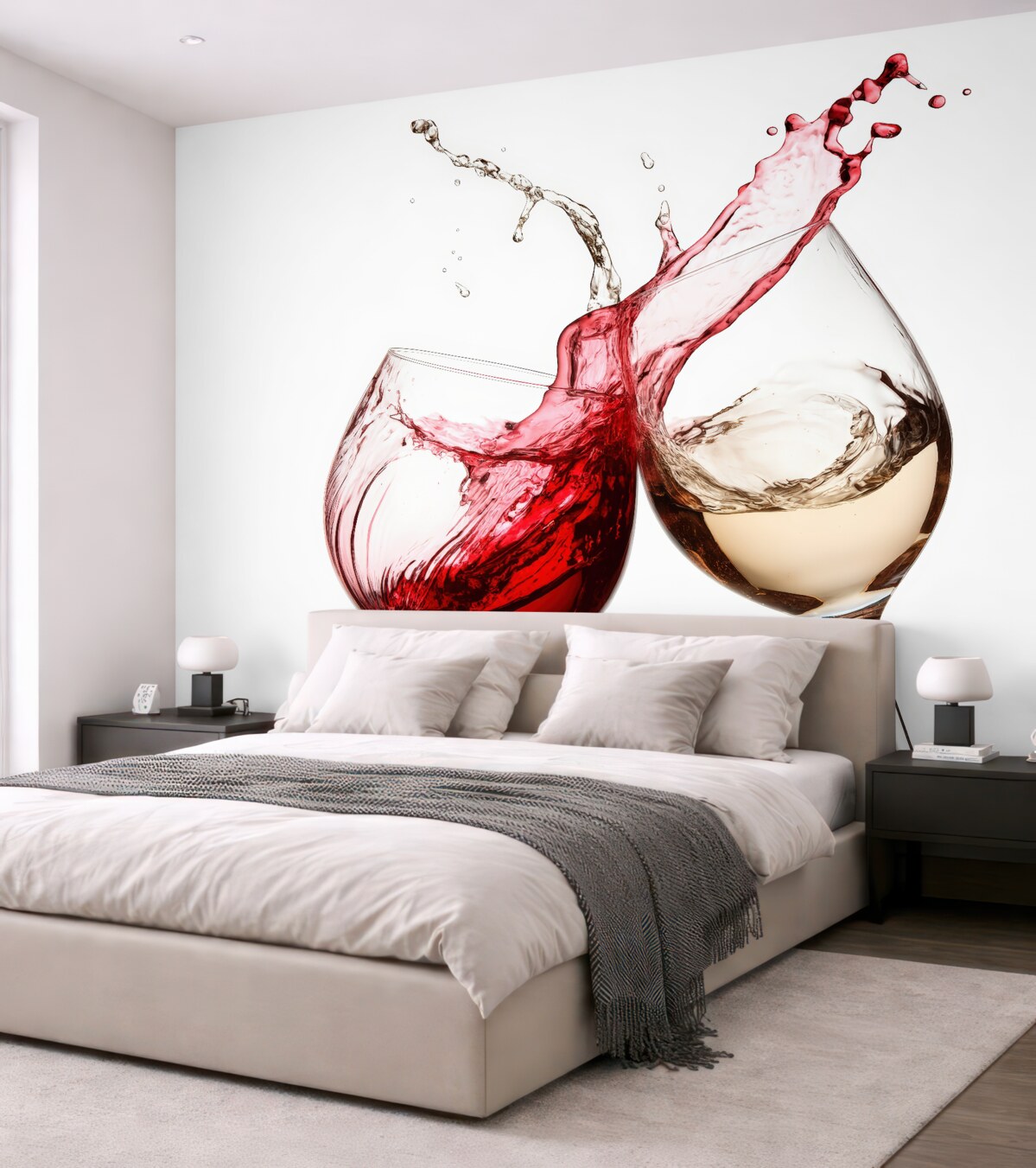 Fototapeta W kieliszkach znajdują się białe i czerwone wino.