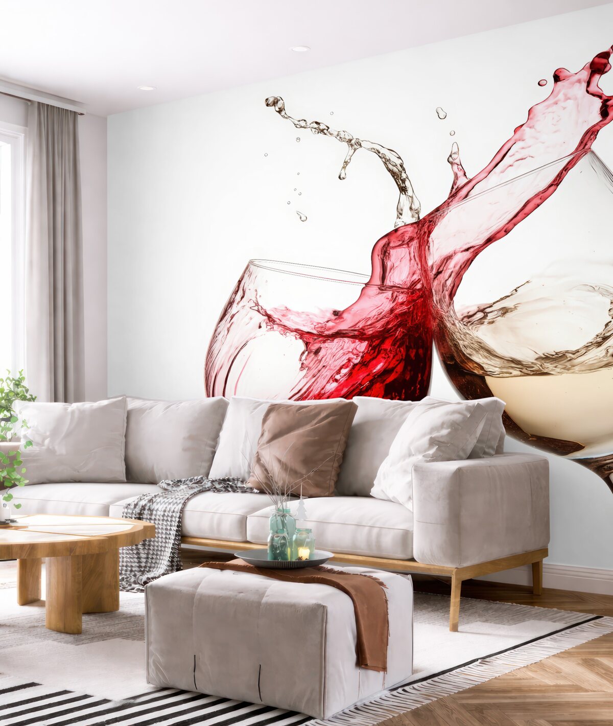 Fototapeta W kieliszkach znajdują się białe i czerwone wino.