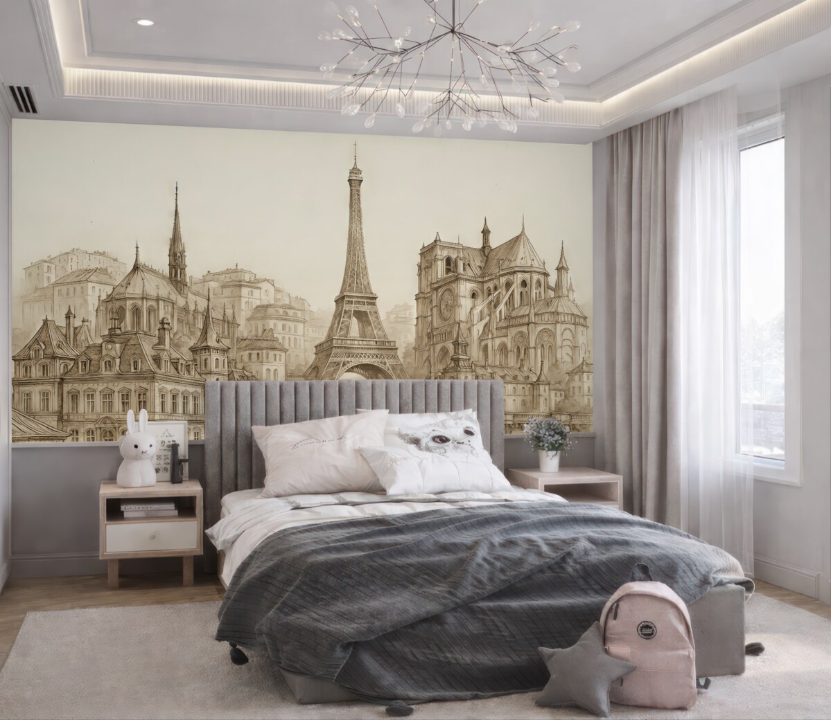 Fototapeta Paryski krajobraz w artystycznym szkicu.