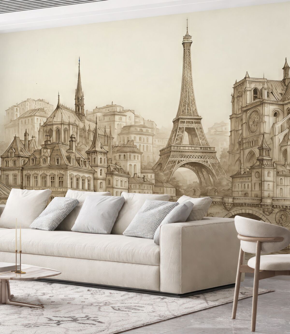 Fototapeta Paryski krajobraz w artystycznym szkicu.