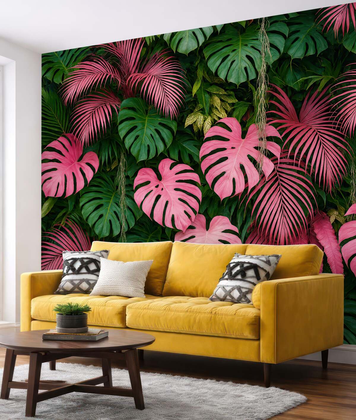 Fototapeta Zielone i różowe ulistnienie.